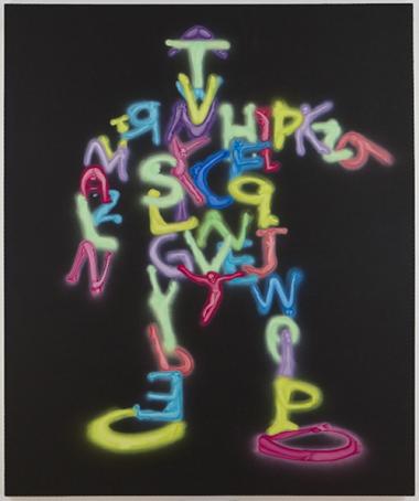 Tala Madani, Leviathan, 2010. Spray paint and oil on canvas. 229x191 cm.<br />From The Ekard Collection